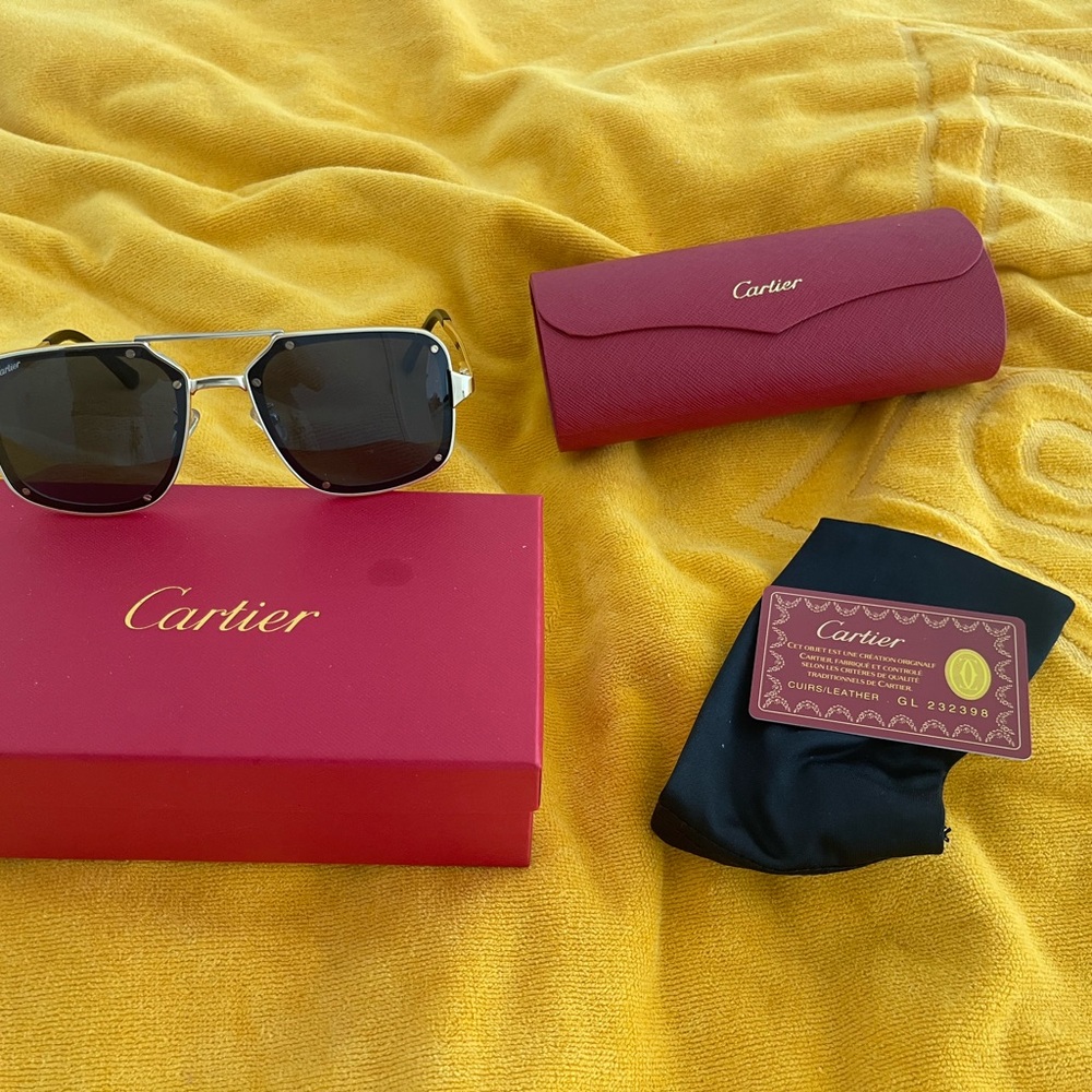 Authentic Cartier Sunglasses with Black Lenses and gold Frame